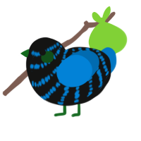 The Depths, a black and sapphire chicken with a bar pattern