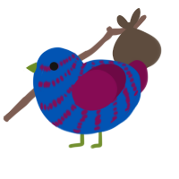 Eaugh, a ultramarine and wine chicken with a bar pattern