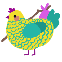 (unnamed), a yellow and turquoise chicken with a lace pattern