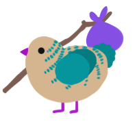 (unnamed), a beige and teal chicken with a half-bar pattern