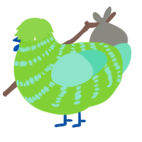 burn down the house, a grass and mint chicken with a bar pattern