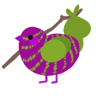 (unnamed), a plum and chartreuse chicken with a bar pattern