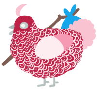(unnamed), a crimson and rose chicken with a double-lace pattern