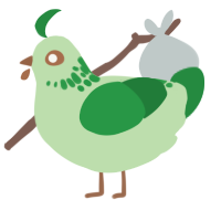 Spinach, a gluppy and viridian chicken with a neck-speckle pattern