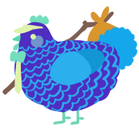 Hoop, a indigo and sky chicken with a lace pattern