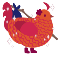 Chili pepper, a vermilion and crimson chicken with a lace pattern