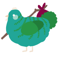 (unnamed), a turquoise and viridian chicken with a half-bar pattern