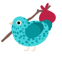 Coral, a aqua and teal chicken with a speckle pattern