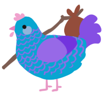 Shiverpillar, a cerulean and blurple chicken with a lace pattern