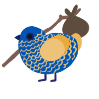 Fount of Knowledge, a ultramarine and honey chicken with a lace pattern
