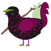 Everything Must Go, a sable and wine chicken with a speckle pattern