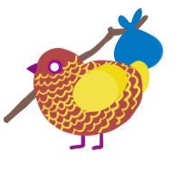 (unnamed), a red and yellow chicken with a lace pattern