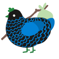 Slimer, a sable and sapphire chicken with a lace pattern