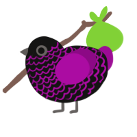 Adrian, a black and plum chicken with a lace pattern