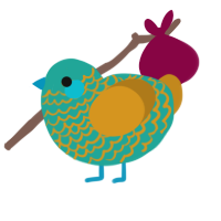 Bogyphobia, a turquoise and ochre chicken with a lace pattern