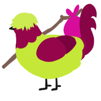 3535, a lime and maroon chicken with a head pattern