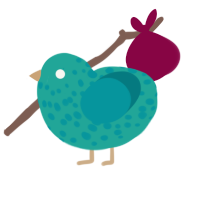Nuclear acid, a turquoise and teal chicken with a speckle pattern