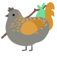 Owl, a ash and orange chicken with a half-lace pattern