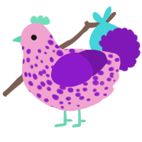 (unnamed), a pink and violet chicken with a speckle pattern