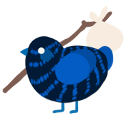 a, a tumblr and ultramarine chicken with a bar pattern