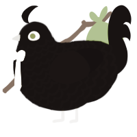A black chicken with a lace pattern