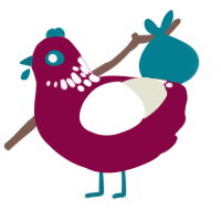 Jangle, a maroon and white chicken with a neck-speckle pattern