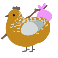 Rug, a ochre and silver chicken with a half-lace pattern