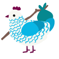 Salchow, a white and cerulean chicken with a lace pattern