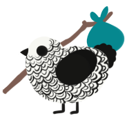 Calligraphy, a white and black chicken with a double-lace pattern