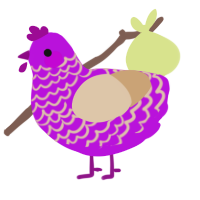 Jellybean, a amethyst and beige chicken with a lace pattern