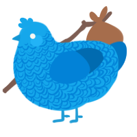 FrillMeep, a sky and sapphire chicken with a double-lace pattern