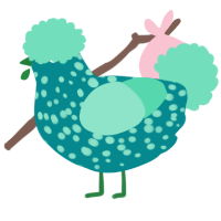 Augustus, a teal and mint chicken with a speckle pattern