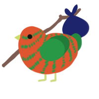 APUSH, a vermilion and viridian chicken with a bar pattern