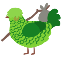 A grass and leaf chicken with a lace pattern