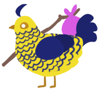 Yellow Submarine, a yellow and navy chicken with a lace pattern