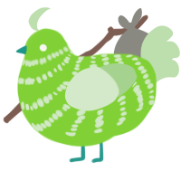 Charles, a grass and gluppy chicken with a bar pattern