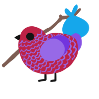 Goji, a crimson and blurple chicken with a lace pattern