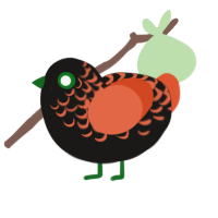 Hollow, a sable and vermilion chicken with a half-lace pattern