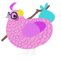 Alpha, a pink and orchid chicken with a lace pattern