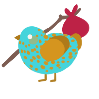 Minecraft Guardian, a aqua and ochre chicken with a speckle pattern