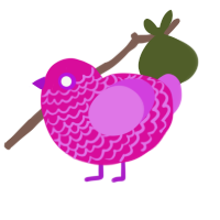 Angela, a fuchsia and orchid chicken with a lace pattern