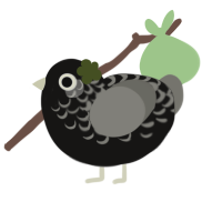 Flopsy, a sable and ash chicken with a half-lace pattern