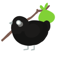 Spooky, a black and sable chicken with a head pattern
