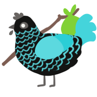 (unnamed), a black and aqua chicken with a lace pattern