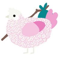 Lacie, a white and pink chicken with a double-lace pattern