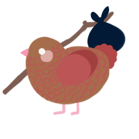 Fry, a brown and red chicken with a lace pattern