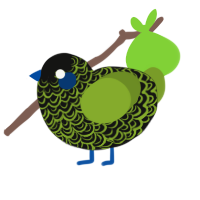 Kaido, a black and chartreuse chicken with a double-lace pattern