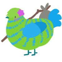 Little Miracle, a grass and sky chicken with a bar pattern
