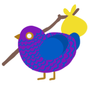 Hemlock, a violet and ultramarine chicken with a lace pattern