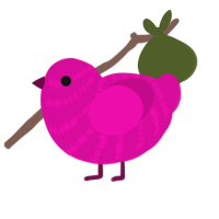 Fuchsia, a fuchsia chicken with a bar pattern